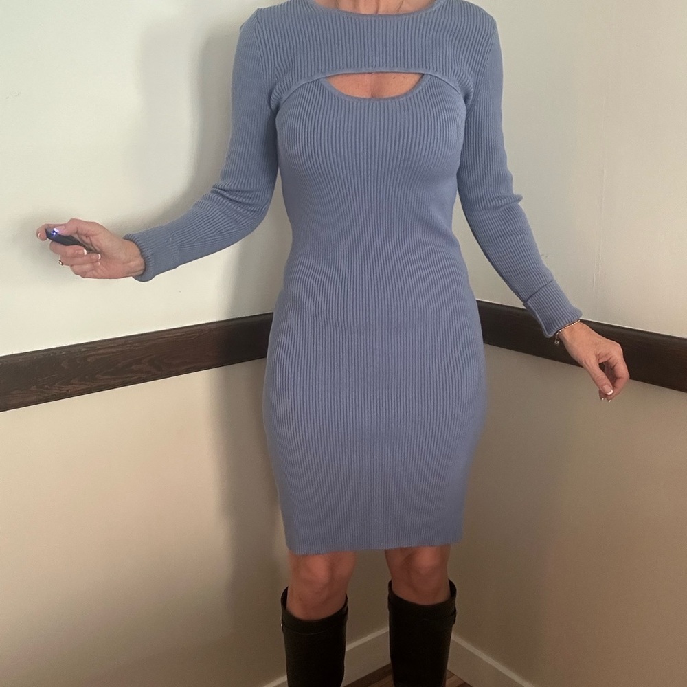 House of Harlow Blue Ribbed Knit Dress